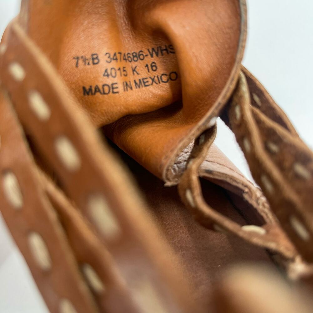 FRYE Boots Size 7.5 Naomi Pickstitch Brown Block Heeled Leather Bootie Zipper - Picture 6 of 16